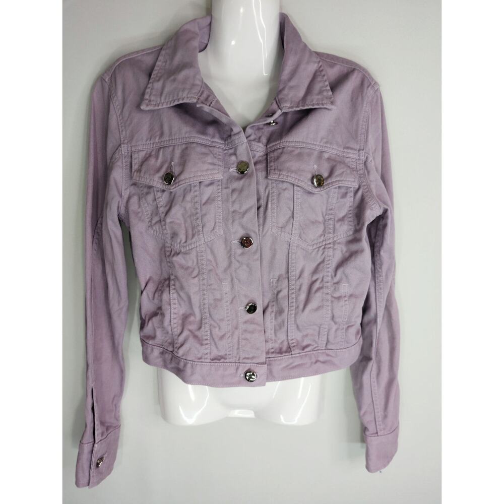 Rachel Comey Women's Solid Long Sleeve Button Front Denim Jacket‎ Purple Size 6